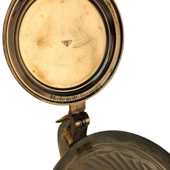 Original BMF W. Germany Glass Stein Pewter Lid Vintage Etched Glass Tankard Swir - Picture 7 of 11